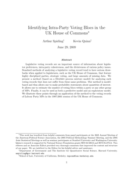 Identifying Intra-Party Voting Blocs in the UK House of Commons∗