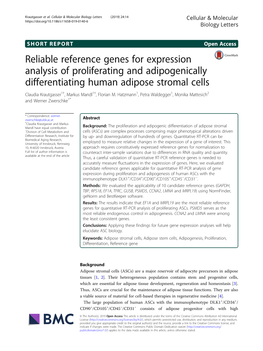 Reliable Reference Genes for Expression Analysis of Proliferating