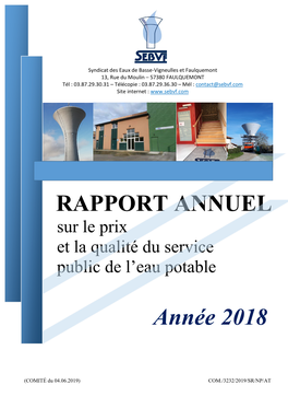 RAPPORT ANNUEL Année 2018