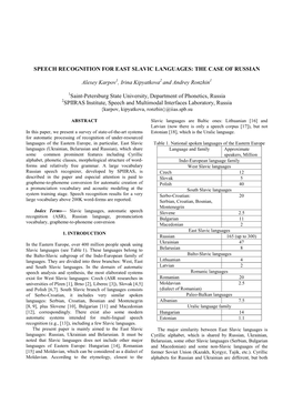 Speech Recognition for East Slavic Languages: the Case of Russian