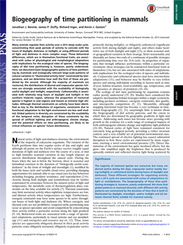 Biogeography of Time Partitioning in Mammals SPECIAL FEATURE