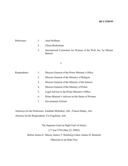 Hoffman V. Director General of the Prime Minister's Office