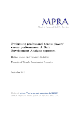 Evaluating Professional Tennis Players’ Career Performance: a Data Envelopment Analysis Approach