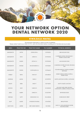 Your Network Option Dental Network 2020