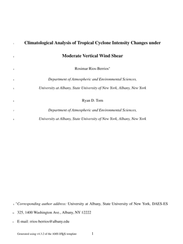 Climatological Analysis of Tropical Cyclone Intensity Changes Under