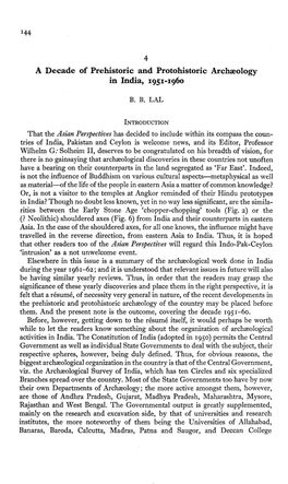 4 a Decade of Prehistoric and Protohistoric Archreology in India, 1951-1960