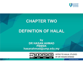 Chapter Two Definition of Halal