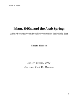 Islam, Smos, and the Arab Spring: a New Perspective on Social Movements in the Middle East