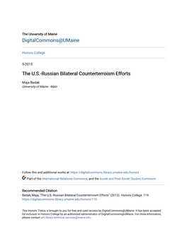 The U.S.-Russian Bilateral Counterterroism Efforts