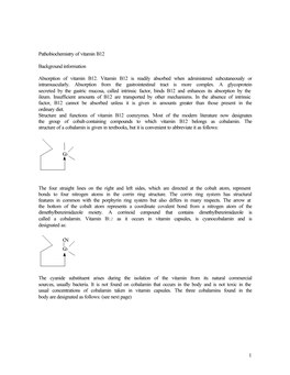 1 Pathobiochemistry of Vitamin B12 Background Information Absorption