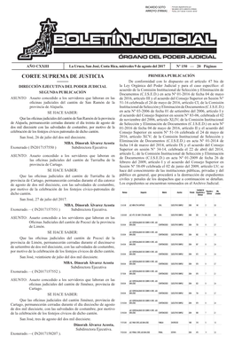 BOLETÍN JUDICIAL N° 150 De La Fecha 09 08 2017