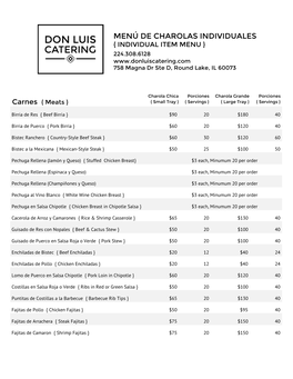 Menu De Charolas Individuales ´