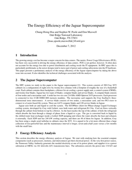 The Energy Efficiency of the Jaguar Supercomputer