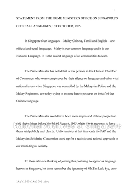 Singapore's Official Language