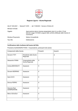 Regione Liguria – Giunta Regionale