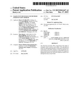 (12) Patent Application Publication (10) Pub. No.: US 2015/0361447 A1 Beatty Et Al