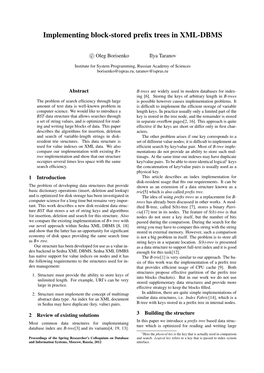 Implementing Block-Stored Prefix Trees in XML-DBMS