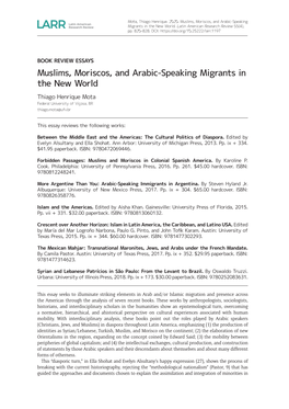 Muslims, Moriscos, and Arabic-Speaking Migrants in the New World