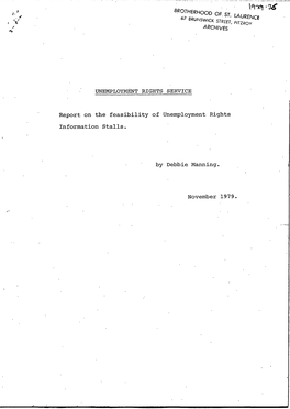 UNEMPLOYMENT RIGHTS SERVICE Report on the Feasibility Of