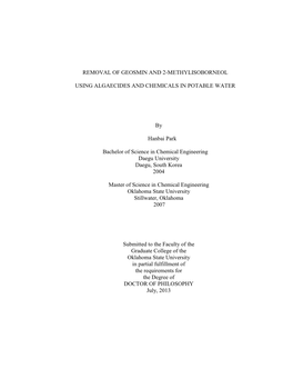 Removal of Geosmin and 2-Methylisoborneol Using