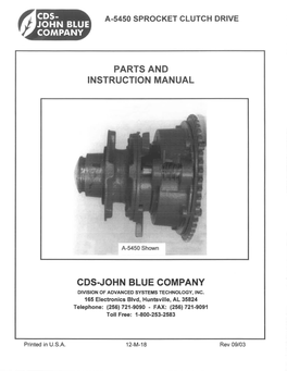 A-5450 Sprocket Clutch Drive Parts and Instruction Manual