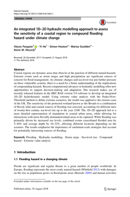 An Integrated 1D–2D Hydraulic Modelling Approach to Assess the Sensitivity of a Coastal Region to Compound Flooding Hazard Under Climate Change