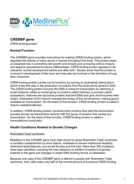 CREBBP Gene CREB Binding Protein