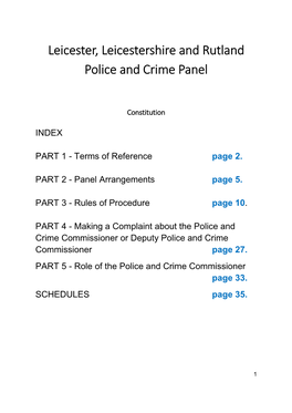 Leicester, Leicestershire and Rutland Police and Crime Panel