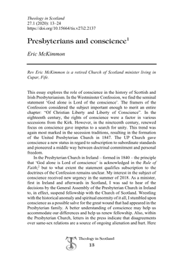 Presbyterians and Conscience1