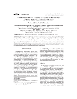 Identification of Core Modules and Genes in Rheumatoid Arthritis Following Infliximab Therapy