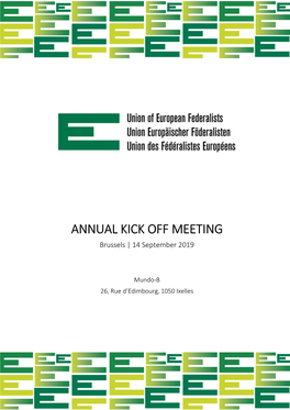 ANNUAL KICK OFF MEETING Brussels | 14 September 2019