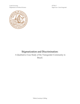 Stigmatization and Discrimination: a Qualitative Case Study of the Transgender Community in Brazil