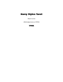 Harry Styles Tarot Guidebook