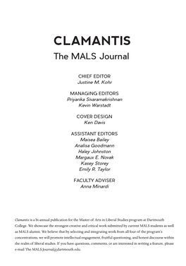 CLAMANTIS the MALS Journal