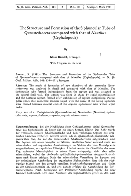 The Structure and Formation of the Siphuncular Tube of Quenstedtoceras Compared with That of Nautilus (Cephalopoda)