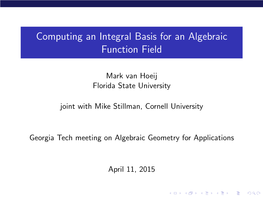 Computing an Integral Basis for an Algebraic Function Field