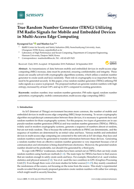 True Random Number Generator (TRNG) Utilizing FM Radio Signals for Mobile and Embedded Devices in Multi-Access Edge Computing