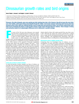 Dinosaurian Growth Rates and Bird Origins