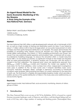 An Agent-Based Model for the Socio-Economic Monitoring of Vis