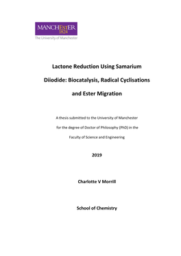 Lactone Reduction Using Samarium Diiodide: Biocatalysis, Radical