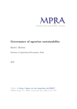 Governance of Agrarian Sustainability
