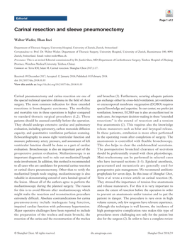 Carinal Resection and Sleeve Pneumonectomy