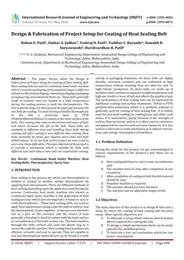 Design & Fabrication of Project Setup for Coating of Heat Sealing Belt