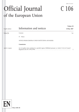 Official Journal C 106 of the European Union