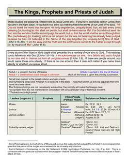 The Kings, Prophets and Priests of Judah