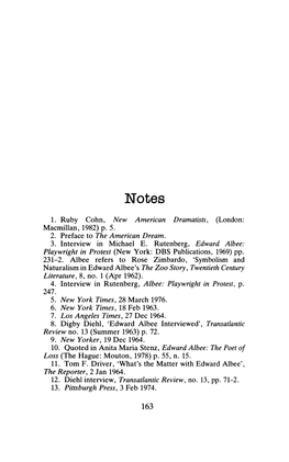 1. Ruby Cohn, New American Dramatists, (London: 2. Preface to the American Dream. Naturalism in Edward Albee's the Zoo Story, Tw