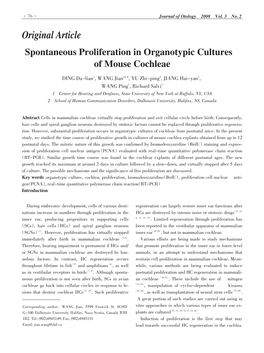 Spontaneous Proliferation in Organotypic Cultures of Mouse Cochleae