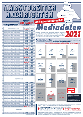 Mediadaten 3 Marktbreit·Obernbreit·Segnitz (Auflage: 3400 Stück) 19.01
