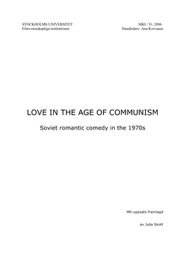 Love in the Age of Communism