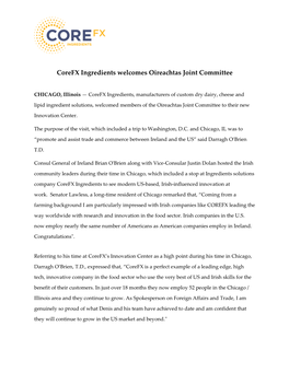 Corefx Ingredients Welcomes Oireachtas Joint Committee